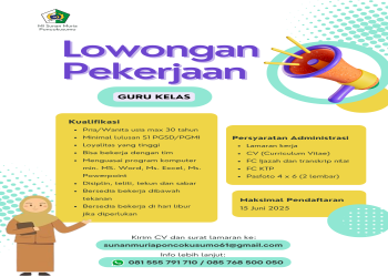 PENGUMUMAN LOWONGAN PEKERJAAN GURU KELAS MI SUNAN MURIA